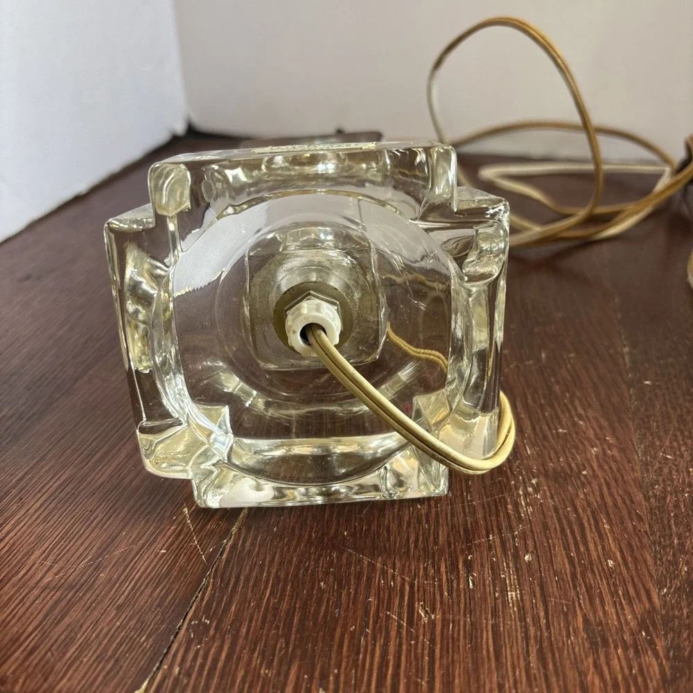 Vintage 2 Tier 3 Pc Glass Accent Lamp Art Deco Style With Shade
